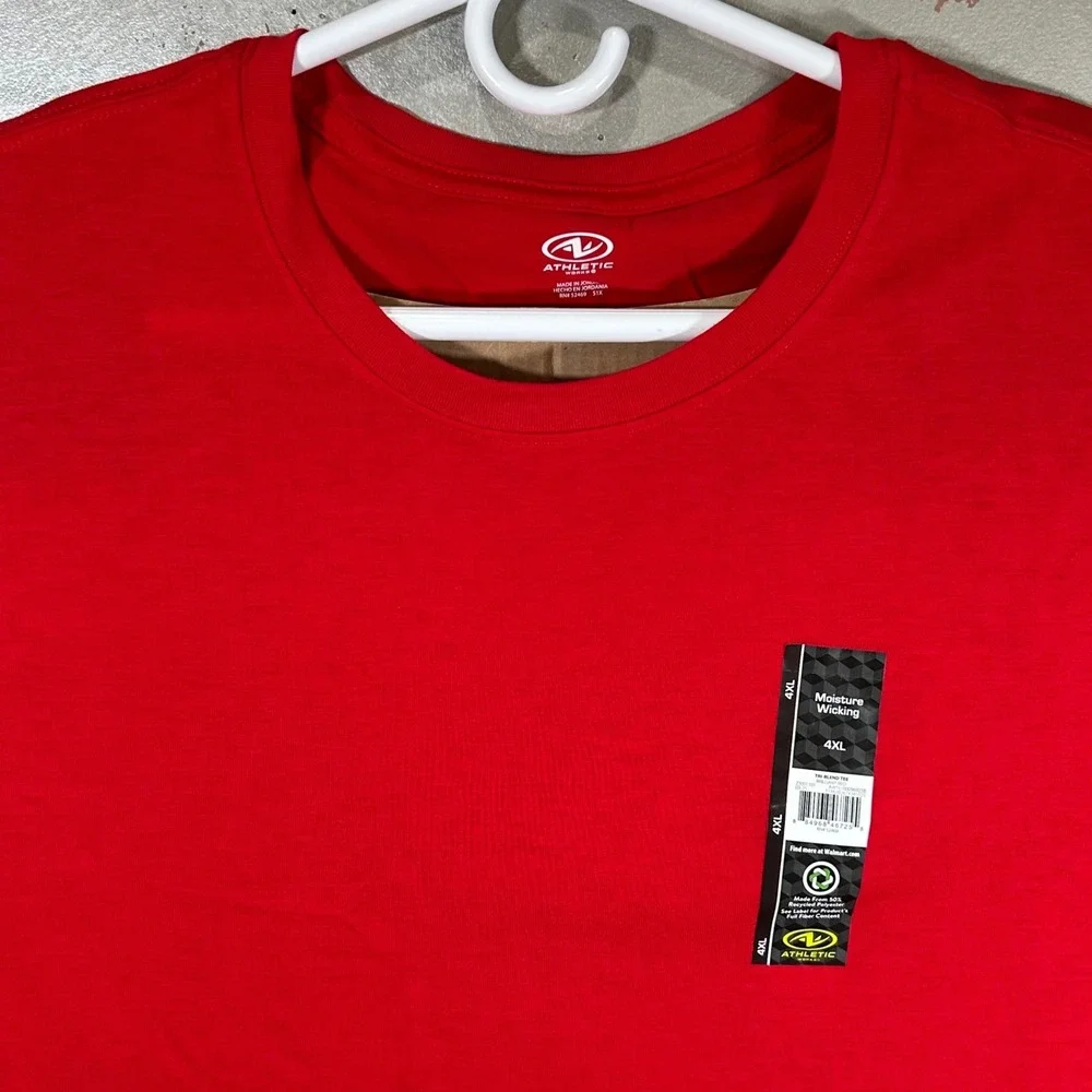 Athletic Works Mens 4XL Red Moisture Wicking Short Sleeve T-Shirt‎ 2 Pack New